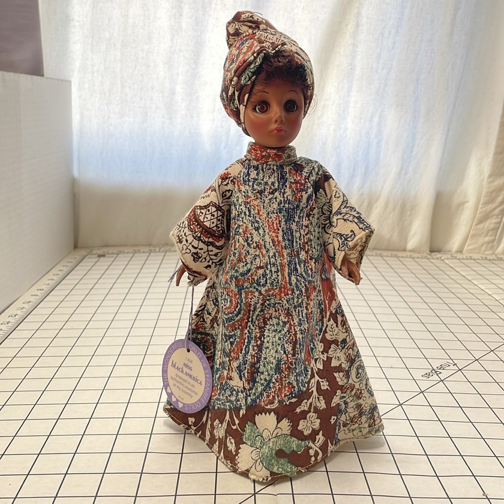 Effanbee doll Miss Black America, dressed in authentic dress, c1976